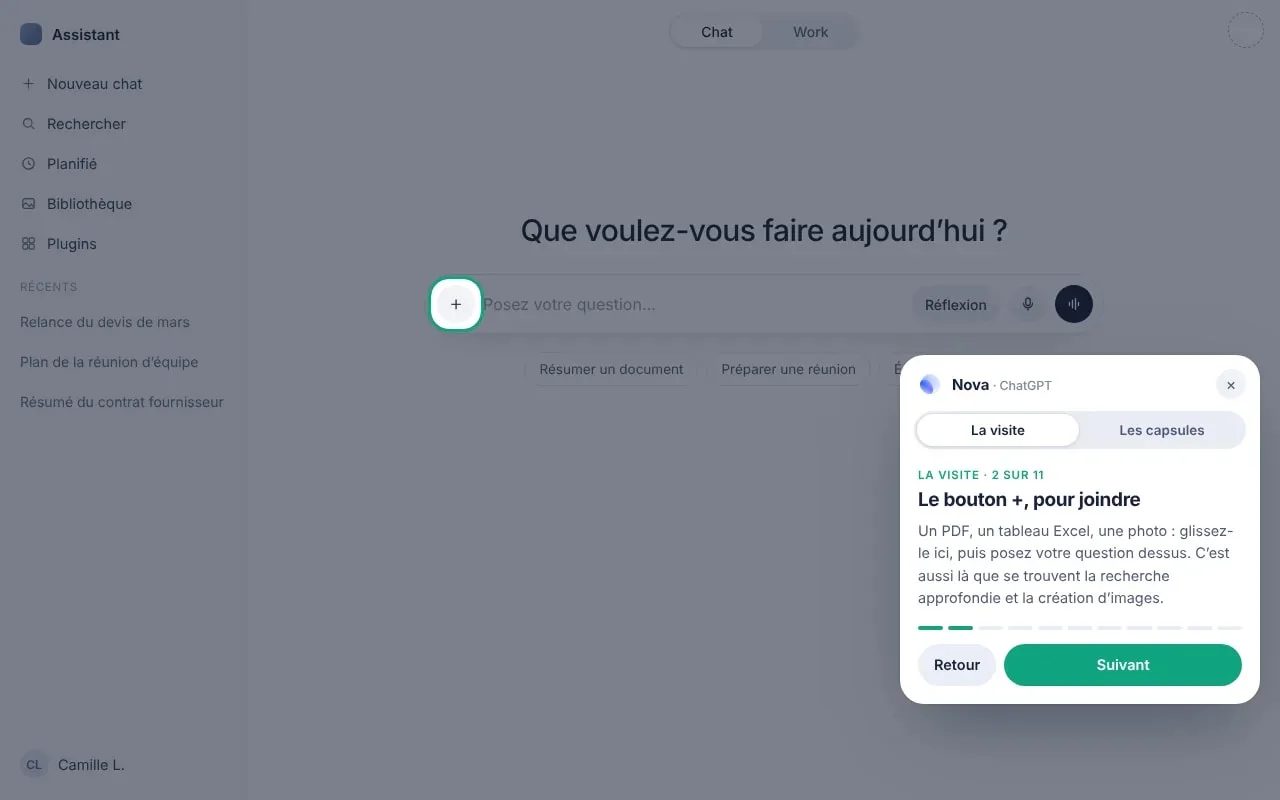 The Nova extension, open in an assistant. In French for now.