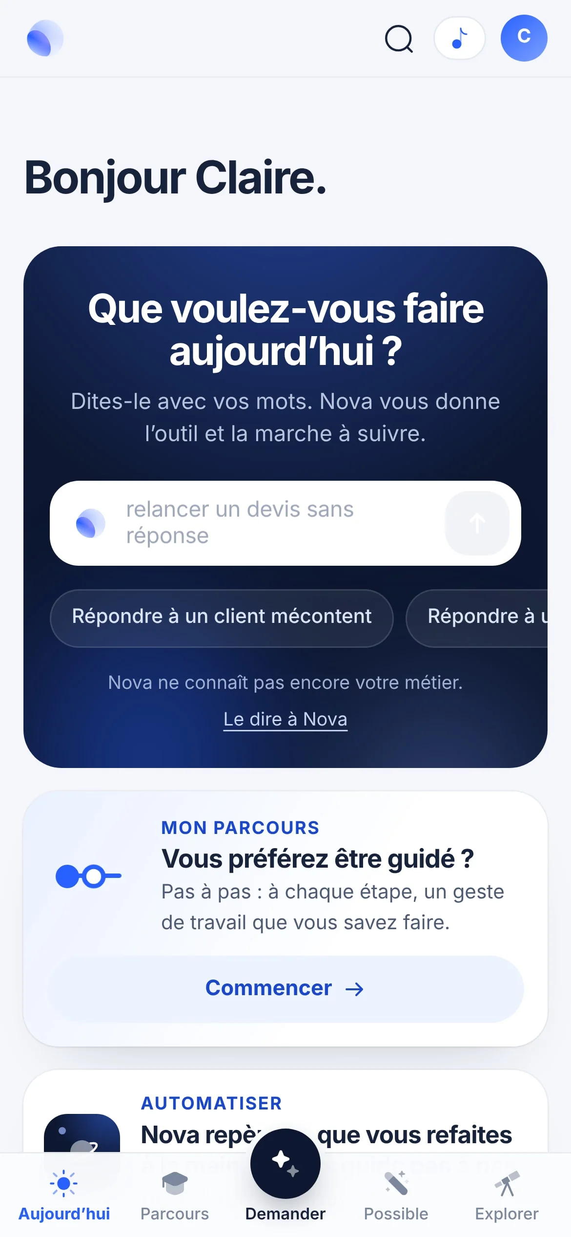 Nova sur téléphone