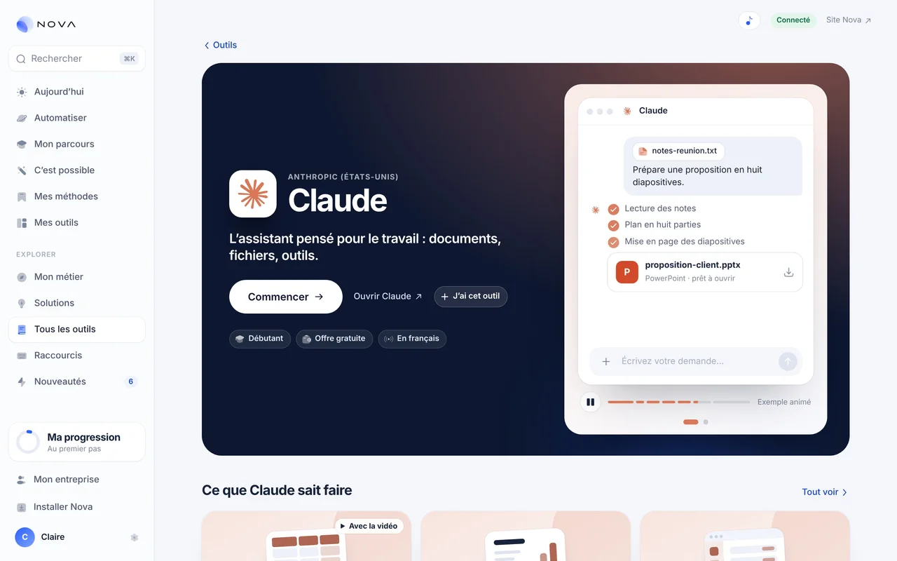 Une fiche d’outil : Claude